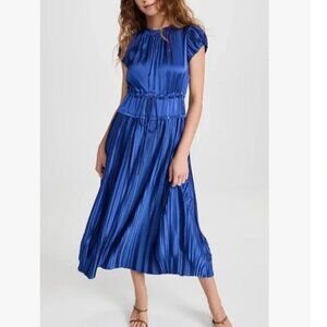open lace back dress Rebecca Taylor womens PLEATED SLEEVE DRESS, Cobalt, X-Small US at Amazon  Women's Clothing store